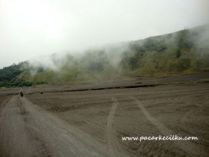 kabut yang turun disepanjang lautan pasir 
